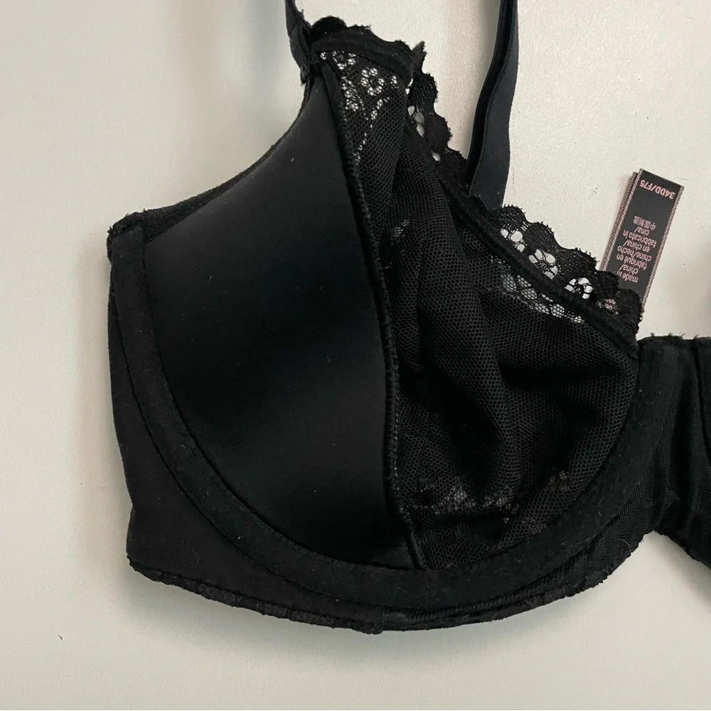 Victorias Secret Bra Unlined Demi Underwire Floral Lace Convertible Black